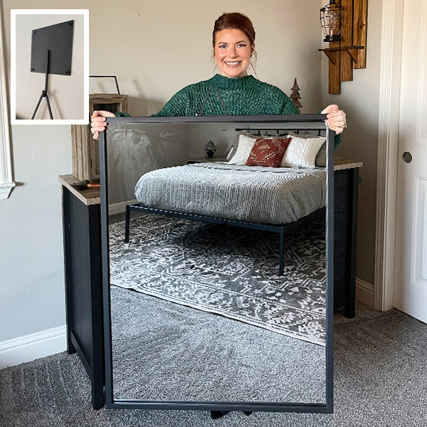 51 Inch Matte Black Hanging Mirror