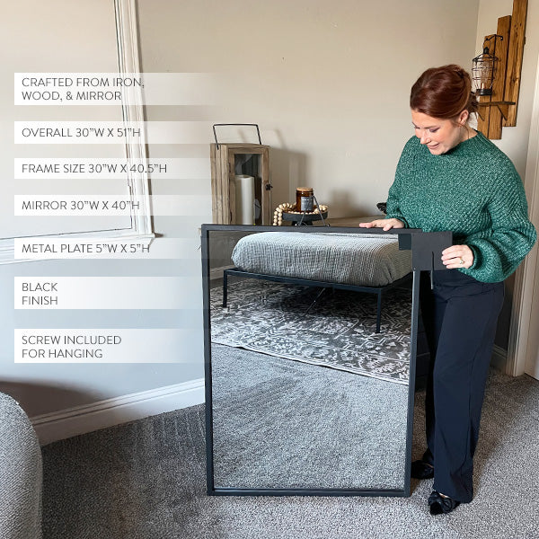 51 Inch Matte Black Hanging Mirror