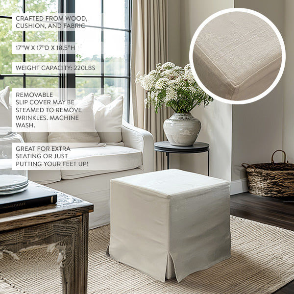 Deluxe Slipcover Upholstered Ottoman