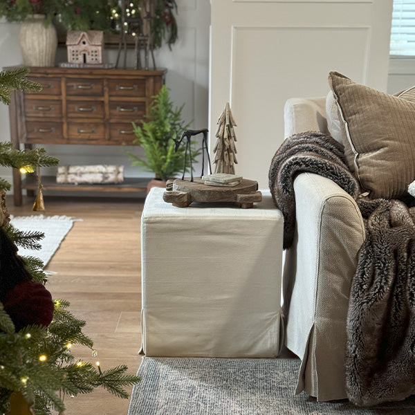 Deluxe Slipcover Upholstered Ottoman