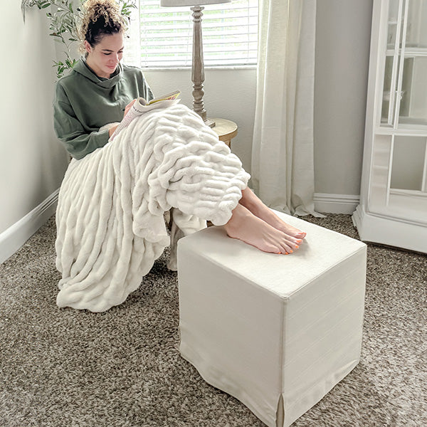 Deluxe Slipcover Upholstered Ottoman