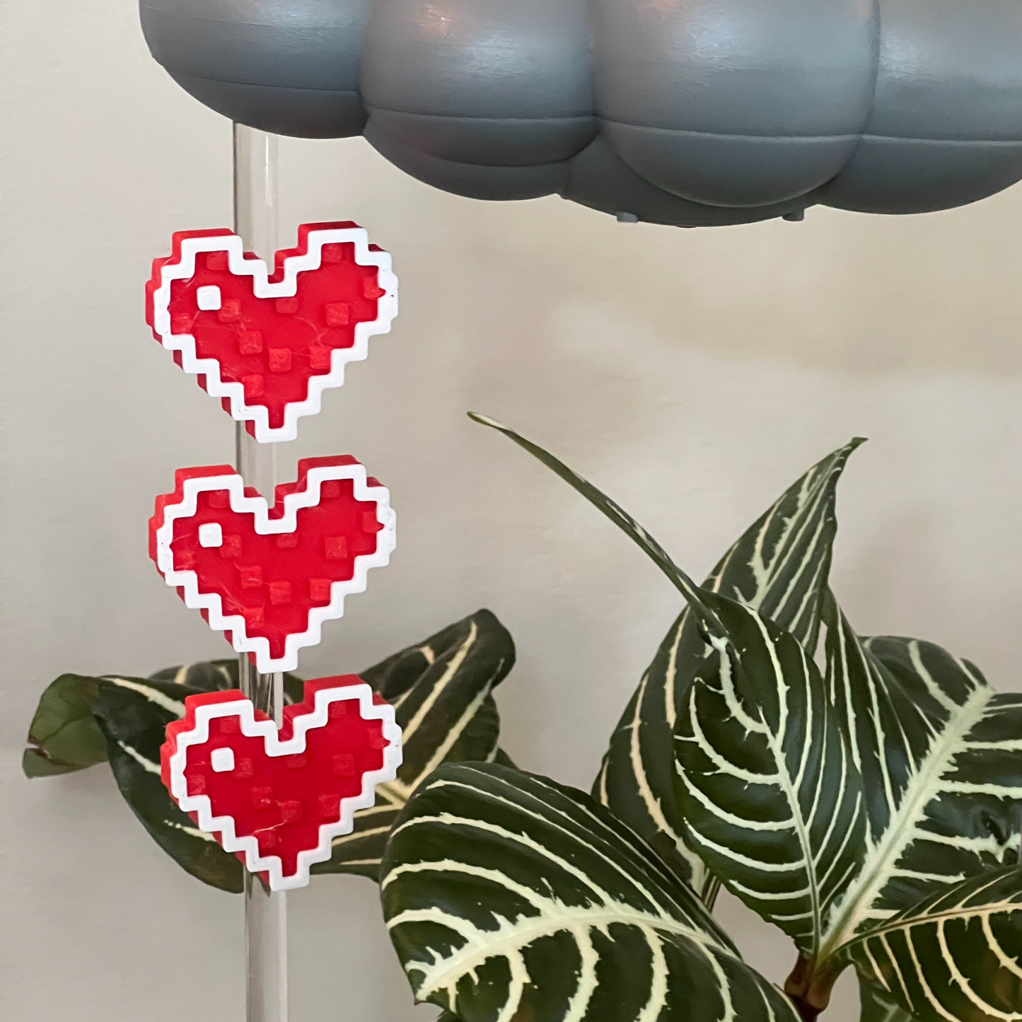 Stormy Dripping Rain Cloud with Pixel Heart Charm Set