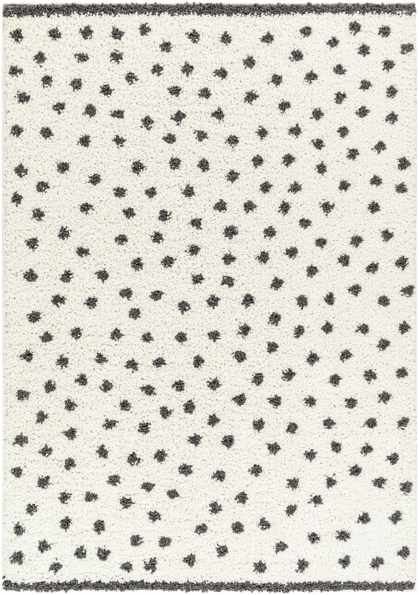 Chaia Dotted Black & White Plush Rug