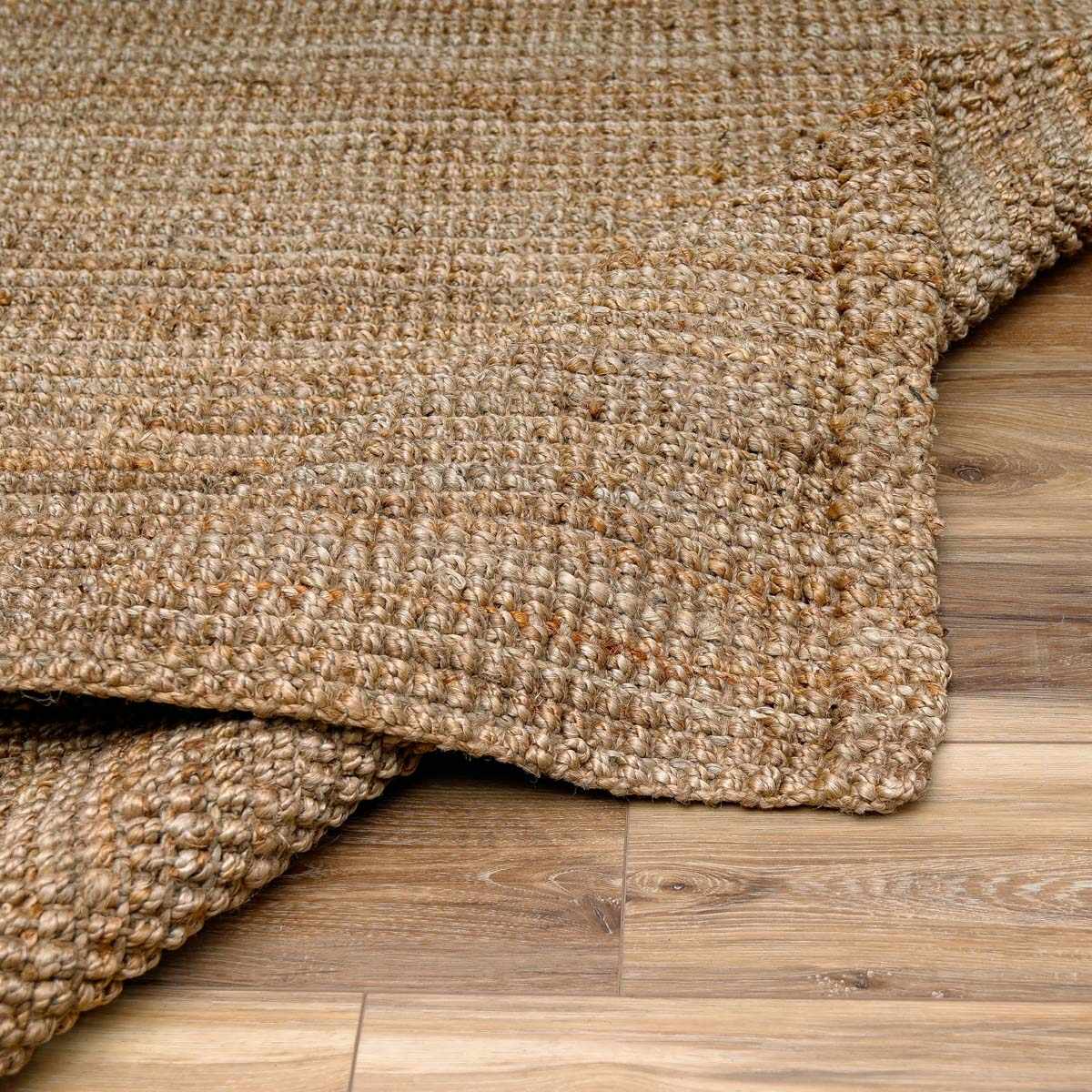 Ambel Chocolate Brown Camel Jute Area Rug