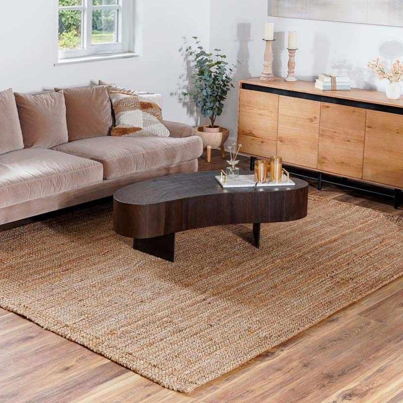 Ambel Chocolate Brown Camel Jute Area Rug