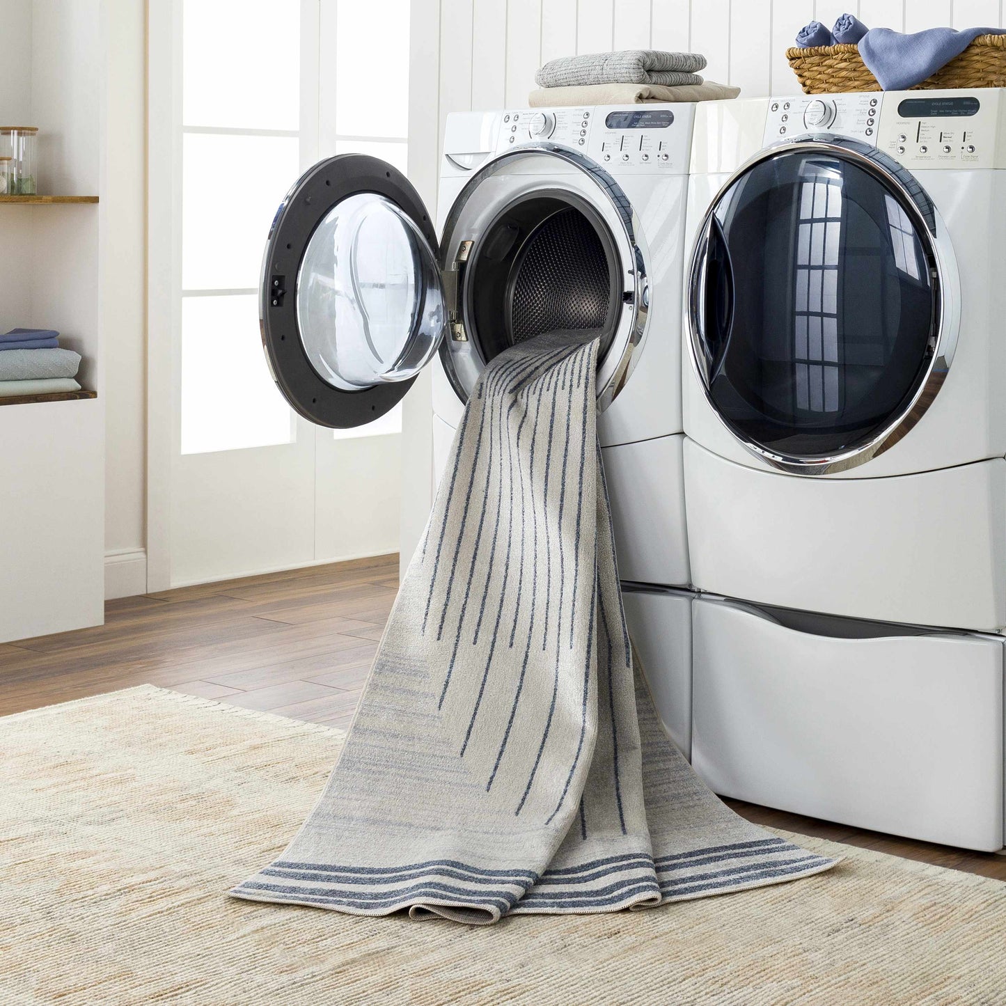 Thad Medium Gray Washable Area Rug