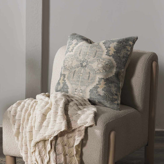 Bigaa Teal Medallion Throw Pillow