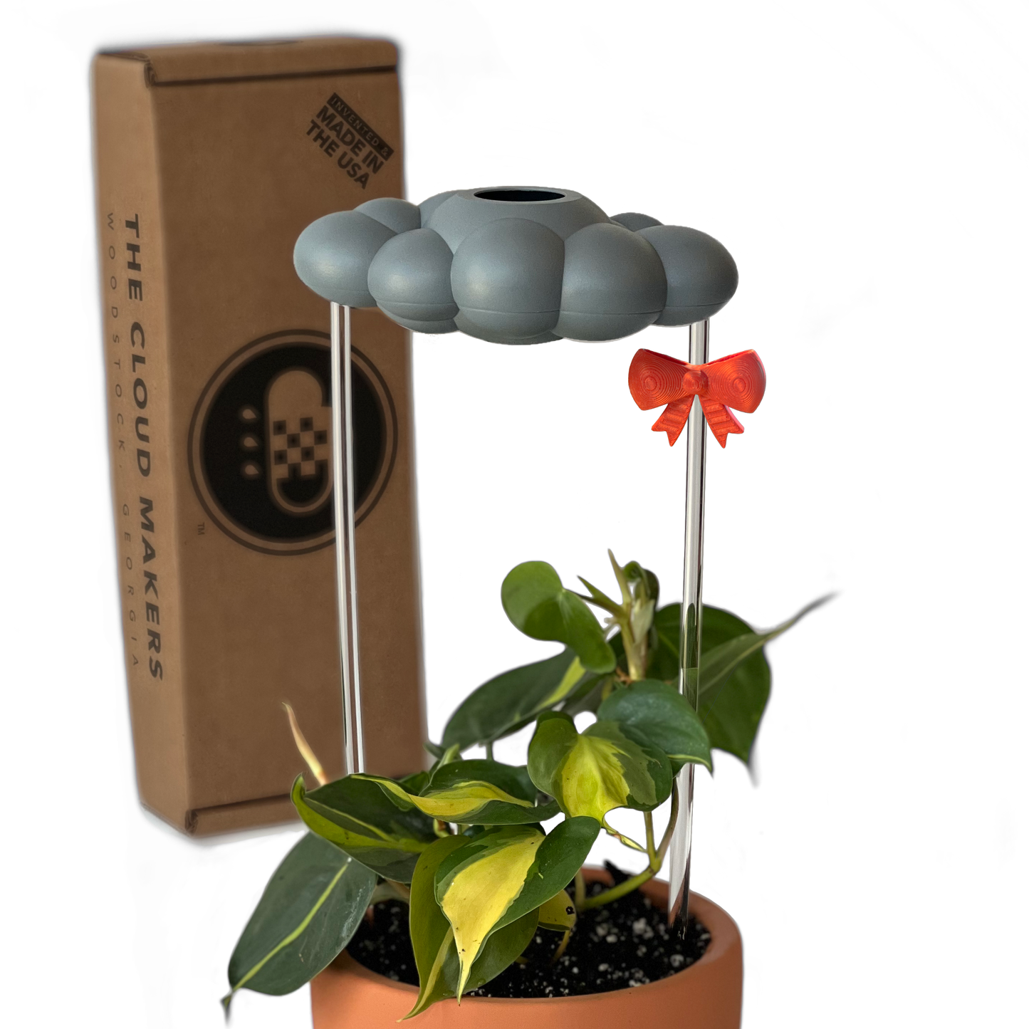 Stormy Dripping Rain Cloud with Bow Charm