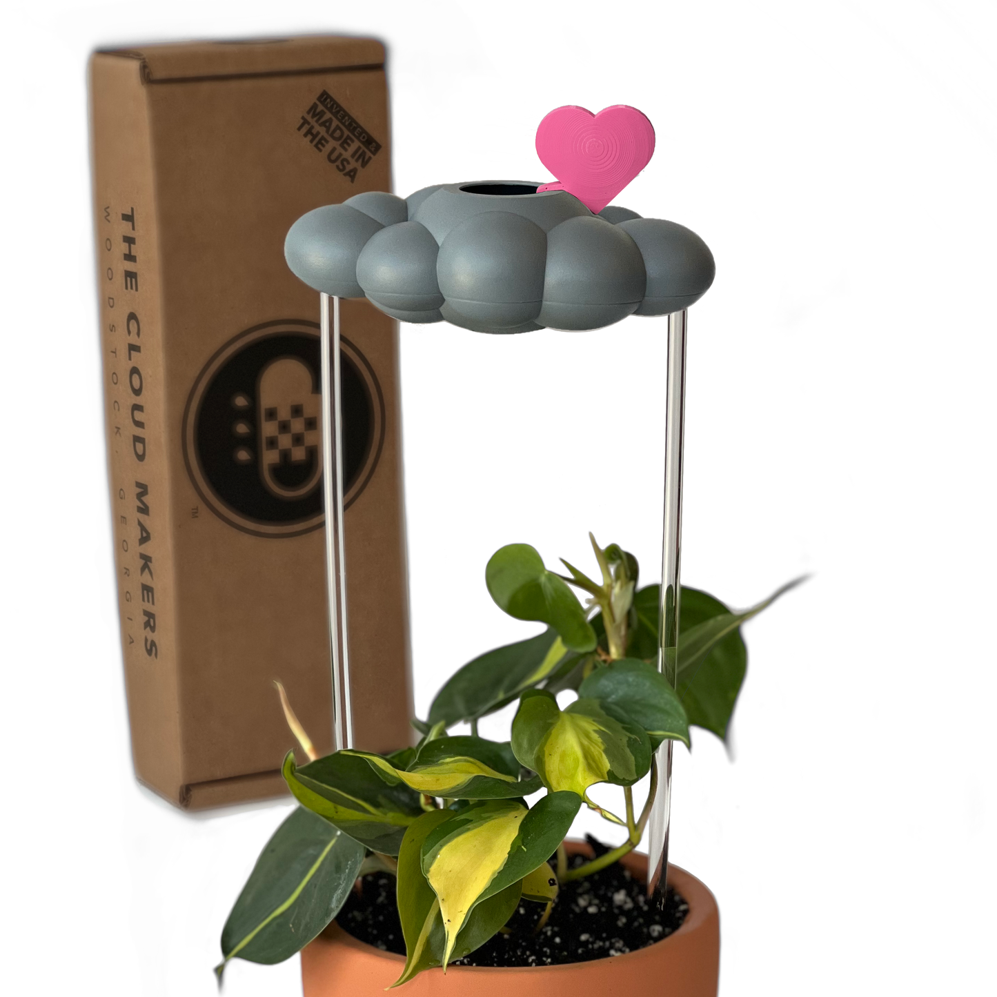 Stormy Dripping Rain Cloud with Pink Heart Charm