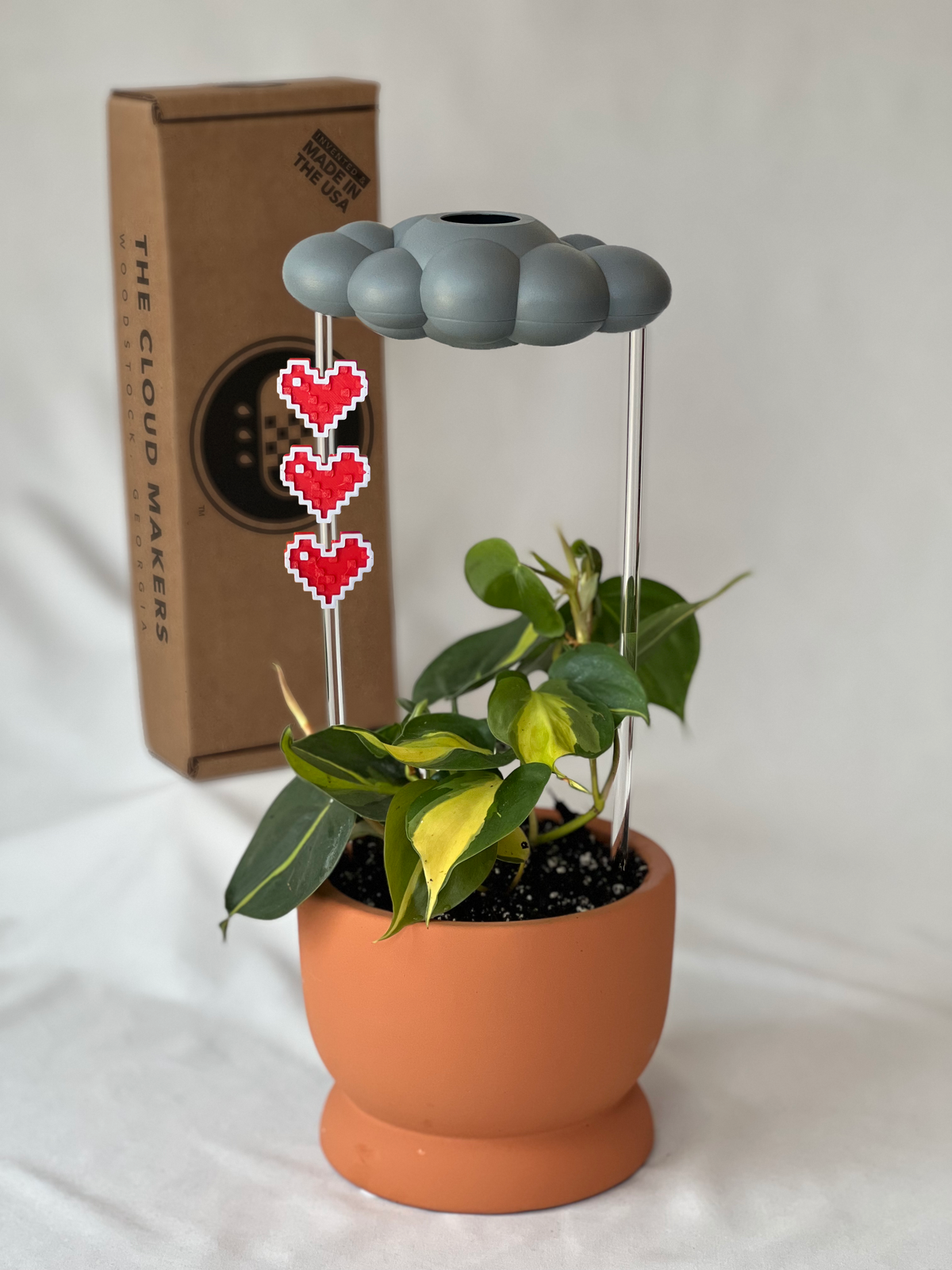 Stormy Dripping Rain Cloud with Pixel Heart Charm Set