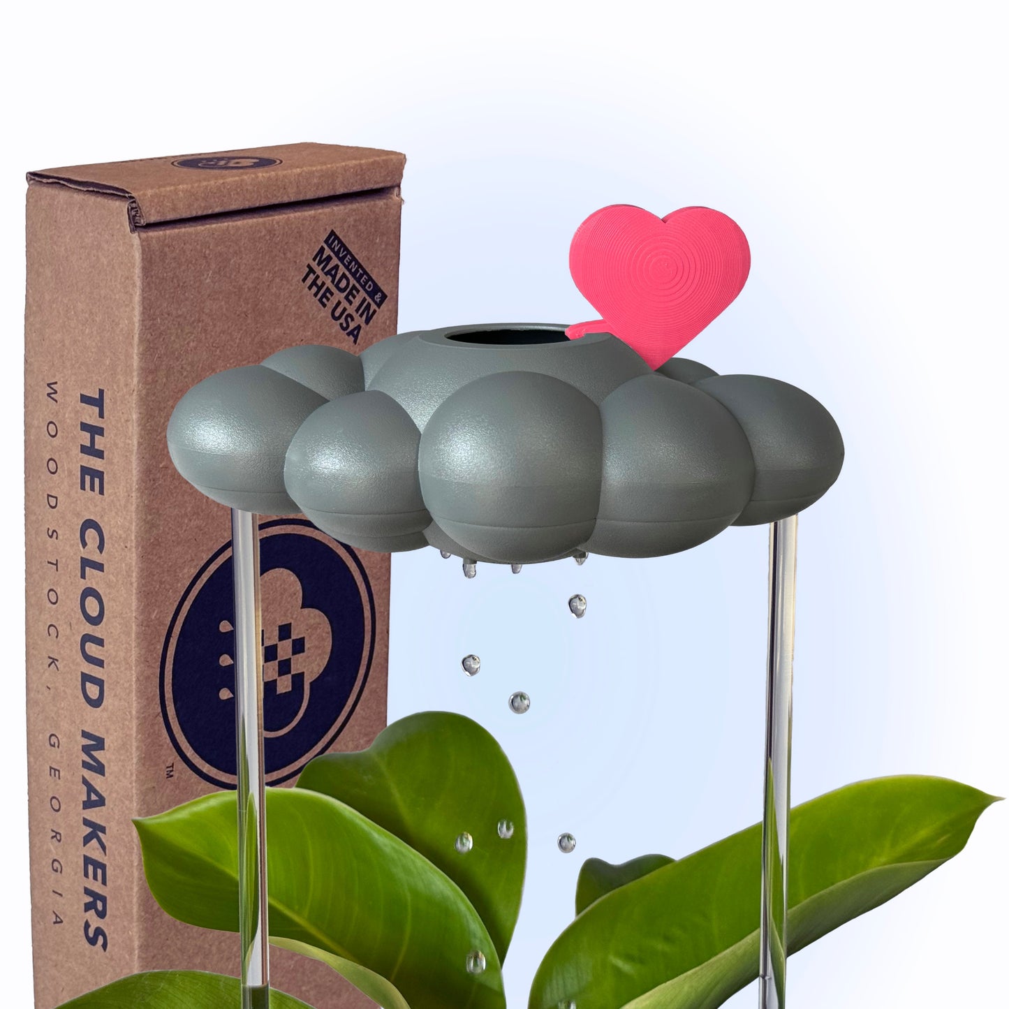 Stormy Dripping Rain Cloud with Pink Heart Charm