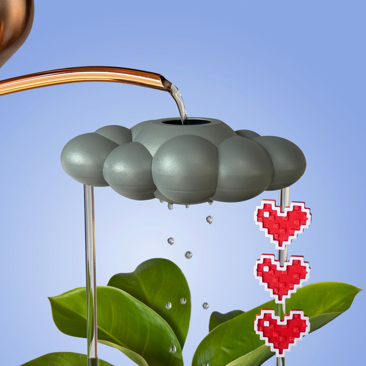 Stormy Dripping Rain Cloud with Pixel Heart Charm Set