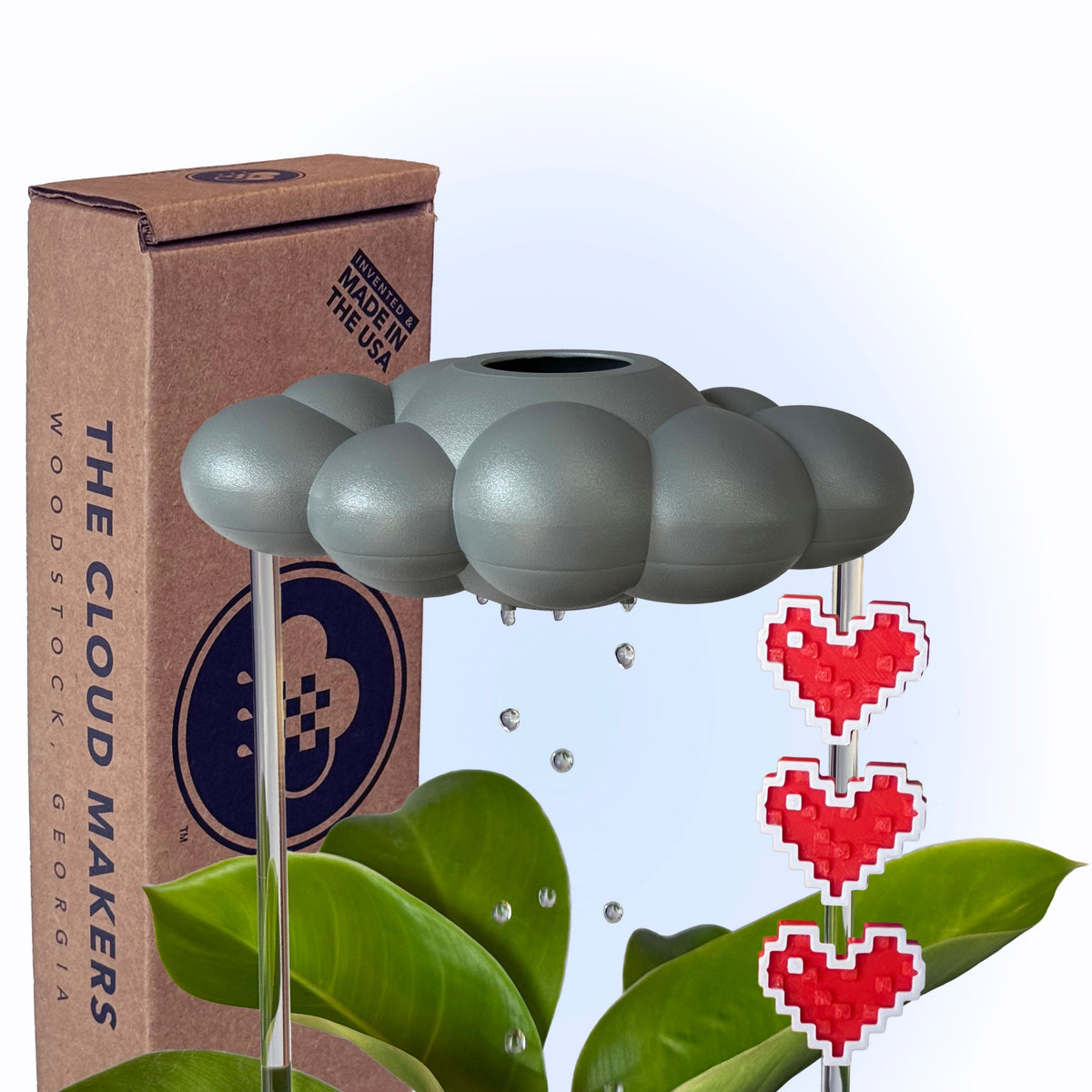 Stormy Dripping Rain Cloud with Pixel Heart Charm Set