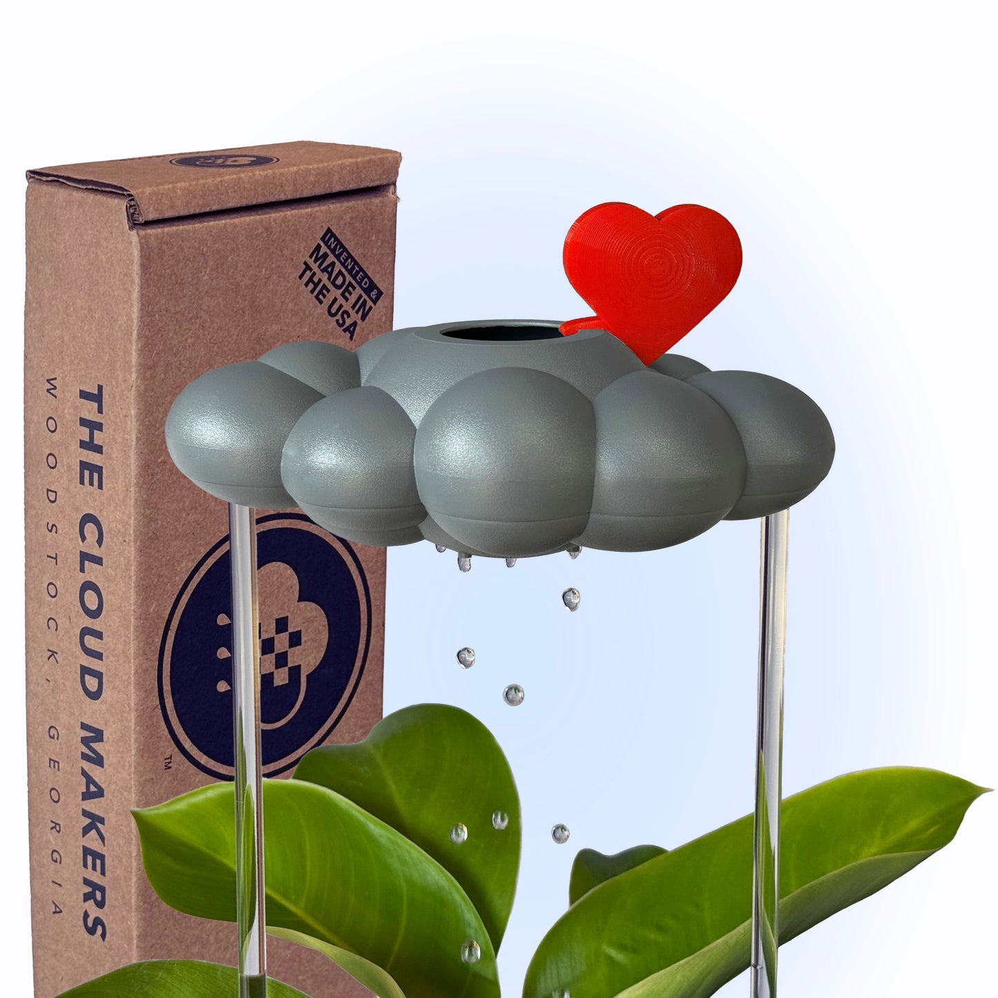 Stormy Dripping Rain Cloud with Red Heart Charm