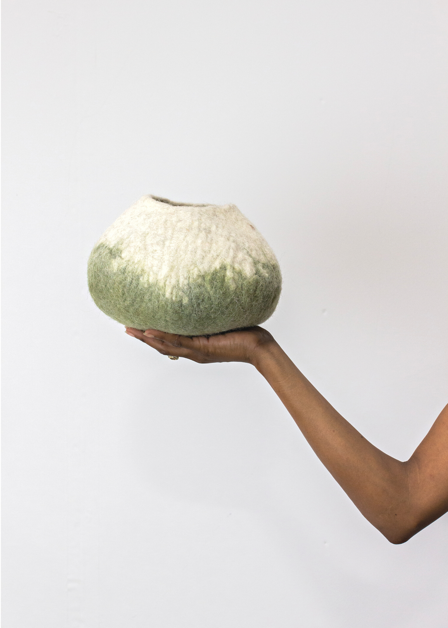 Olive Green Ombre Wool Decorative Ukhamba Bowl