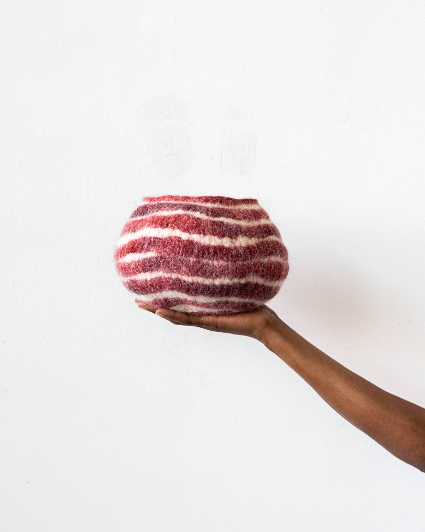 Berry Red Pathways Decorative Wool Ukhamba Bowl