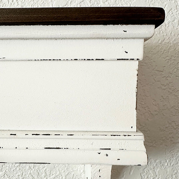 Distressed White Wood Wall Shelf
