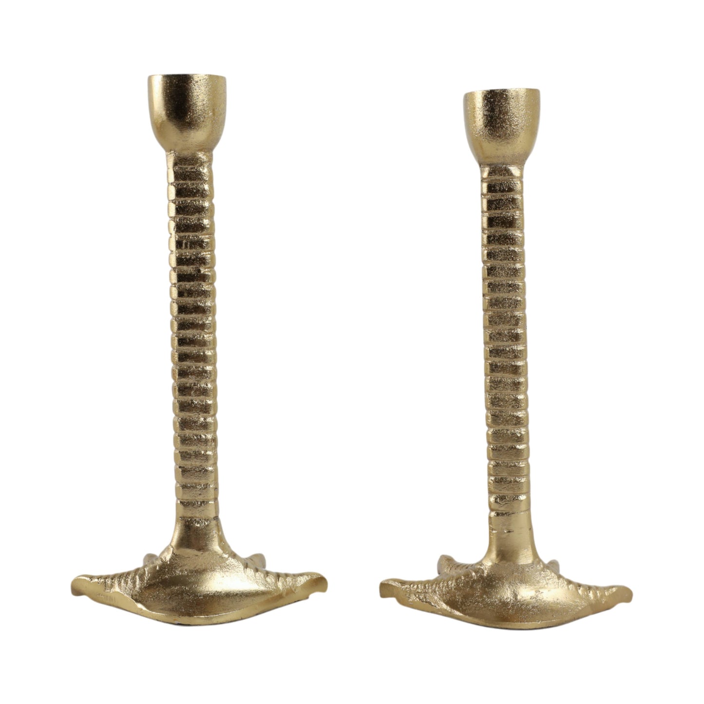 Metal Bird Legs Taper Candle Holders Set of 2 - Gold, 9 in.