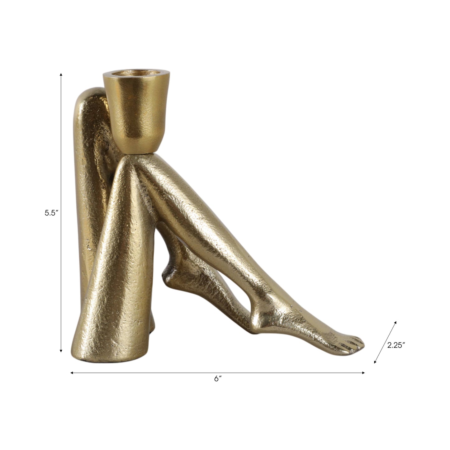 Metal Bent Legs Modern Taper Candle Holder - Gold, 6 in.