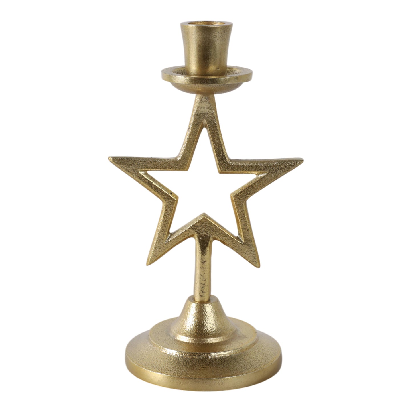 Aluminum Boho Cut-Out Star Taper Holder - Gold, 9 in.