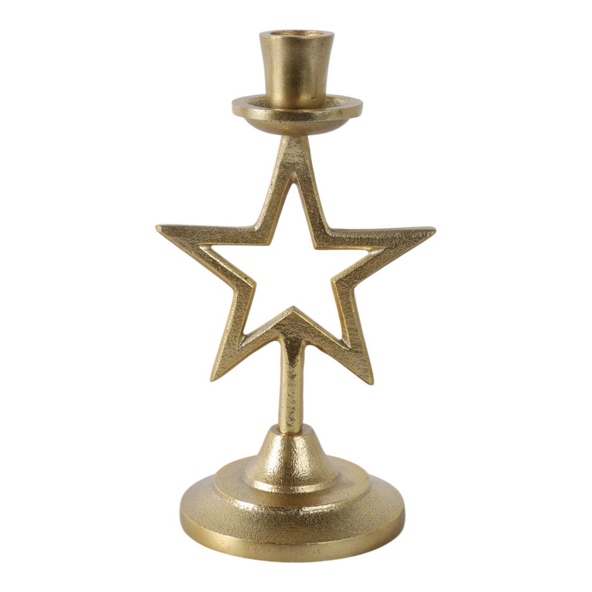 Aluminum Boho Cut-Out Star Taper Holder - Gold, 9 in.