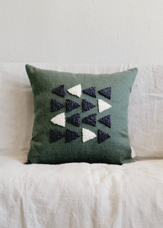 African Modern Boho Throw Pillow: Afriscandi Harvest Organic Cotton Green Decortive Pillow