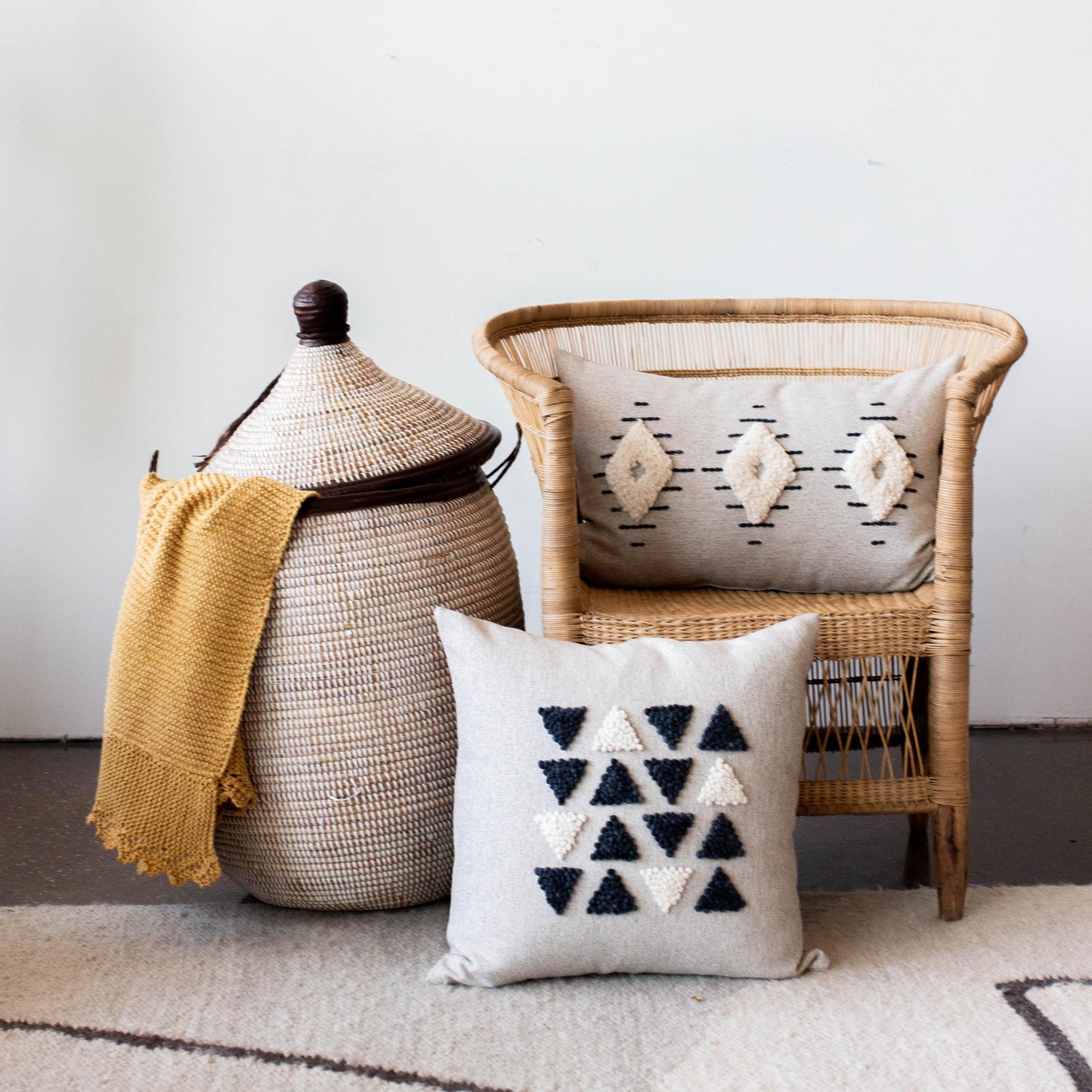 AfriScandi Harvest Wool + Cotton Throw Pillow