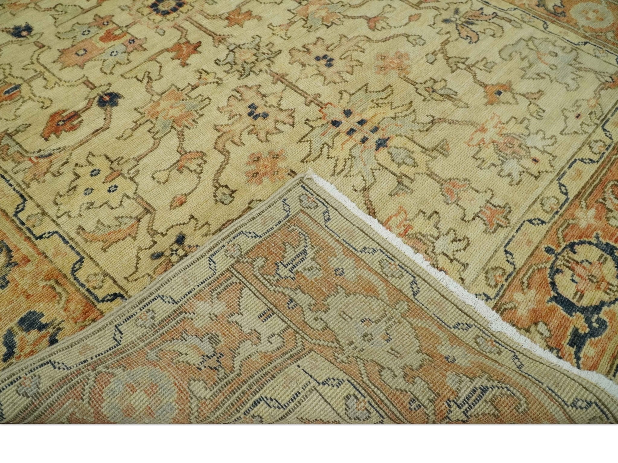 Antique Style Empress Tabriz 6x8 Hand Knotted Beige and Rust Modern Traditional Wool Rug | N35368