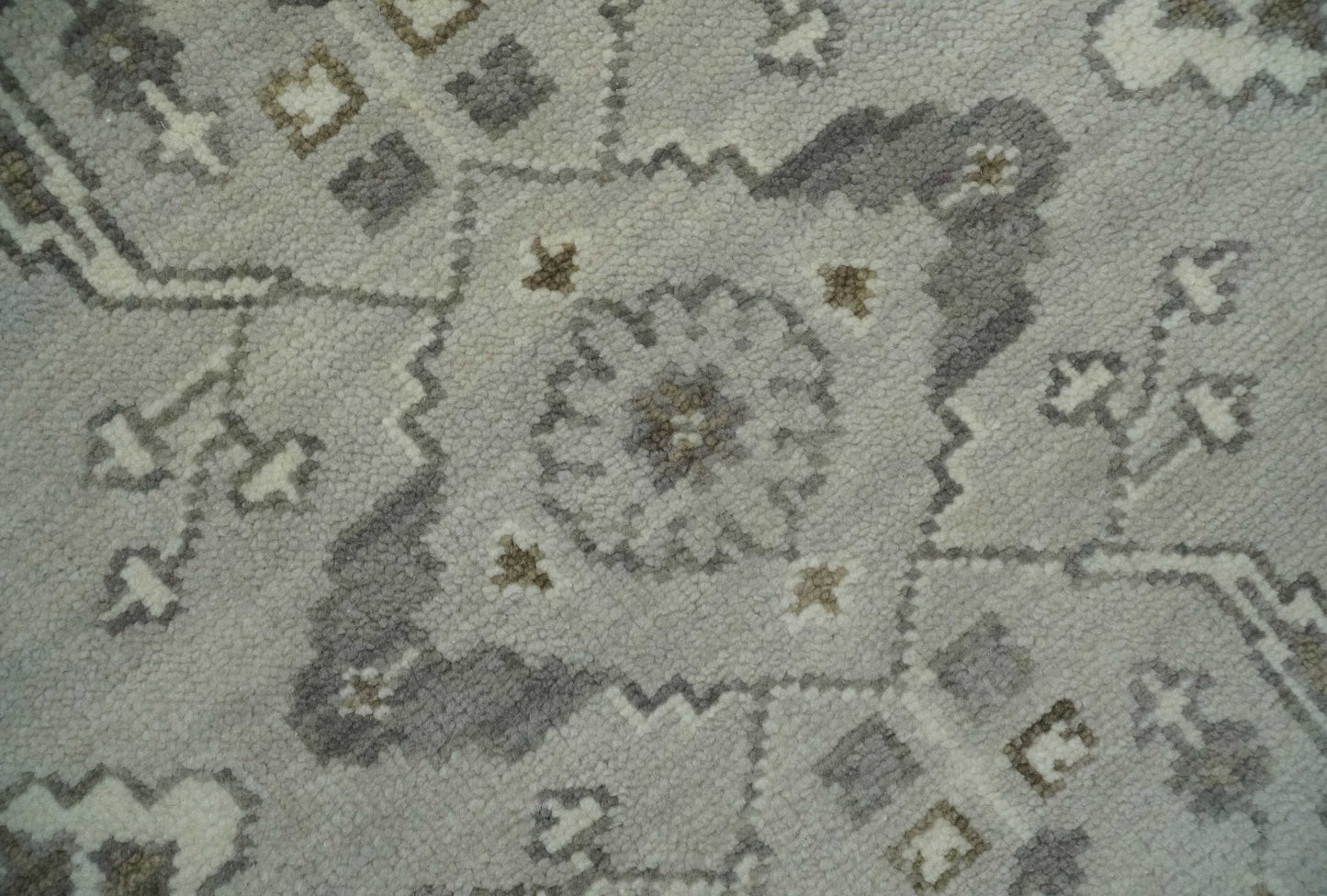 Antique Style Traditional Silver and Olive Oriental Oushak 8x10 wool Area Rug