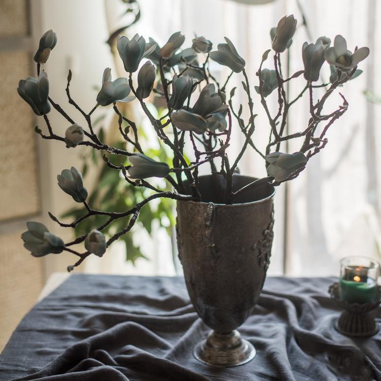 Artificial Aqua Blue Magnolia Stem in Eco PE Foam 25" Tall