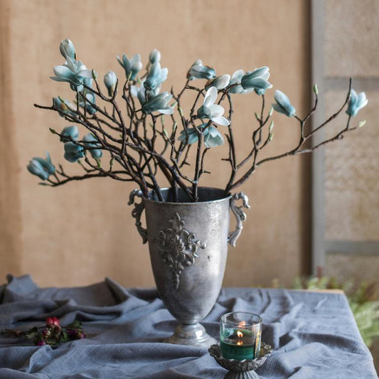 Artificial Aqua Blue Magnolia Stem in Eco PE Foam 25" Tall