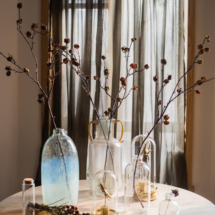 Faux  Silk Artificial Hibiscus Flower Stem Dry 35.4" Tall