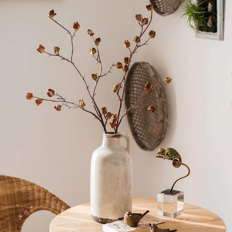 Faux  Silk Artificial Hibiscus Flower Stem Dry 35.4" Tall