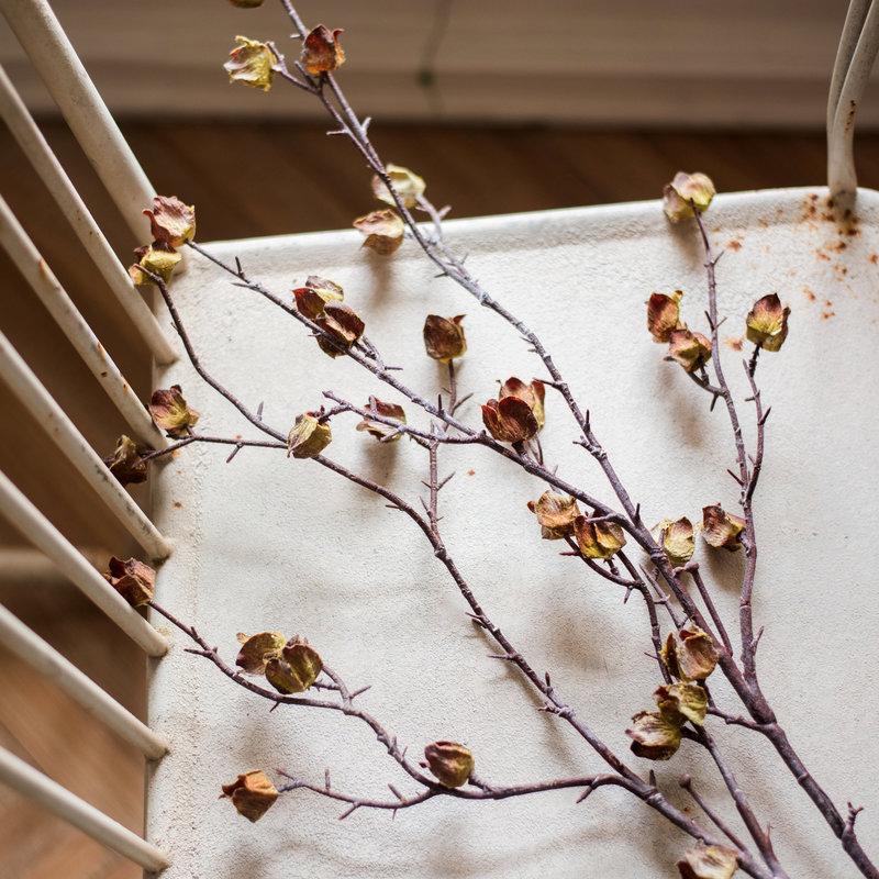 Faux  Silk Artificial Hibiscus Flower Stem Dry 35.4" Tall