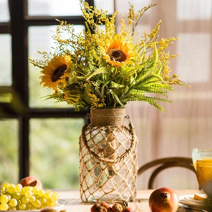 Artificial Silk Bouquet Faux Sunflower 21" Tall Yellow