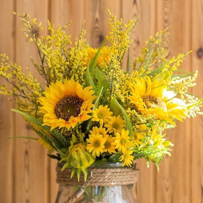 Artificial Silk Bouquet Faux Sunflower 21" Tall Yellow