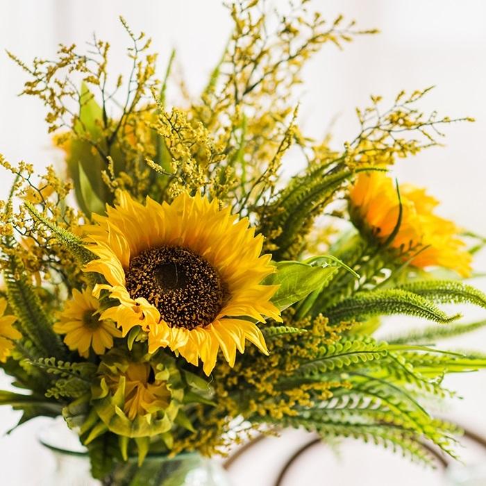 Artificial Silk Bouquet Faux Sunflower 21" Tall Yellow