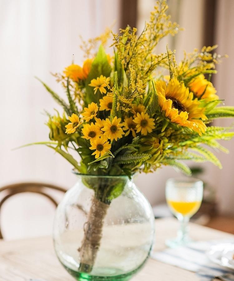 Artificial Silk Bouquet Faux Sunflower 21" Tall Yellow