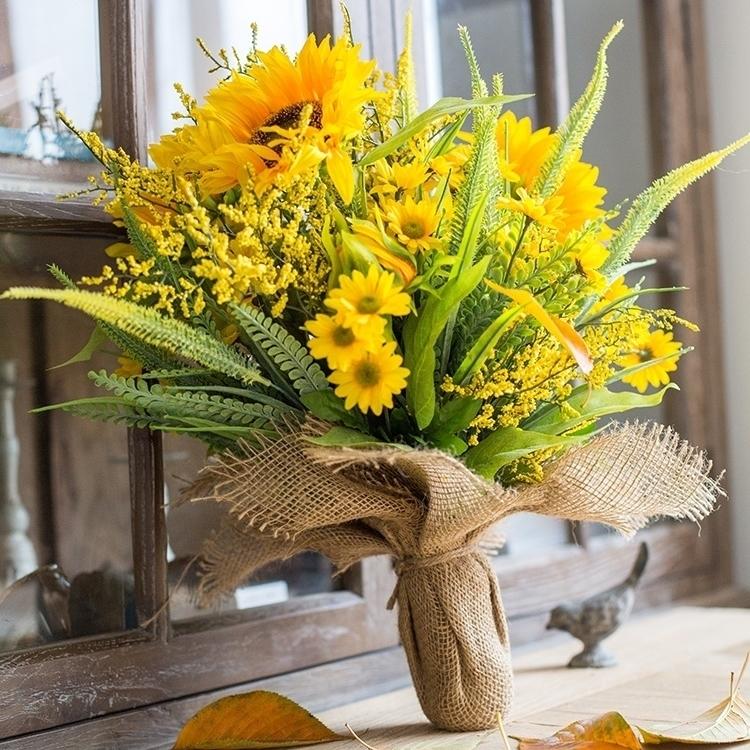 Artificial Silk Bouquet Faux Sunflower 21" Tall Yellow