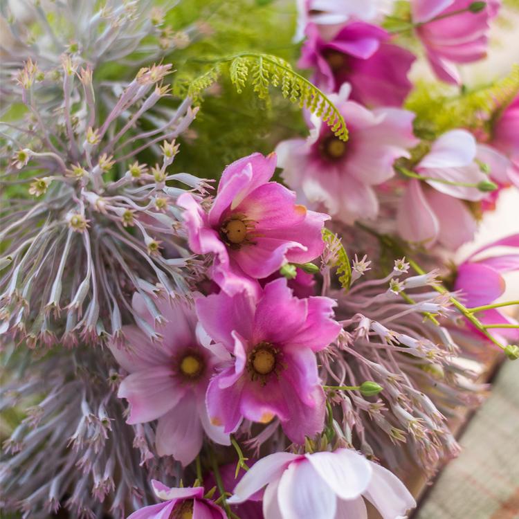 Artificial Silk Flower Bouquet Pink Daisy  20" Tall