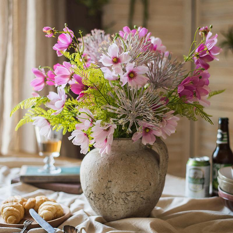 Artificial Silk Flower Bouquet Pink Daisy  20" Tall