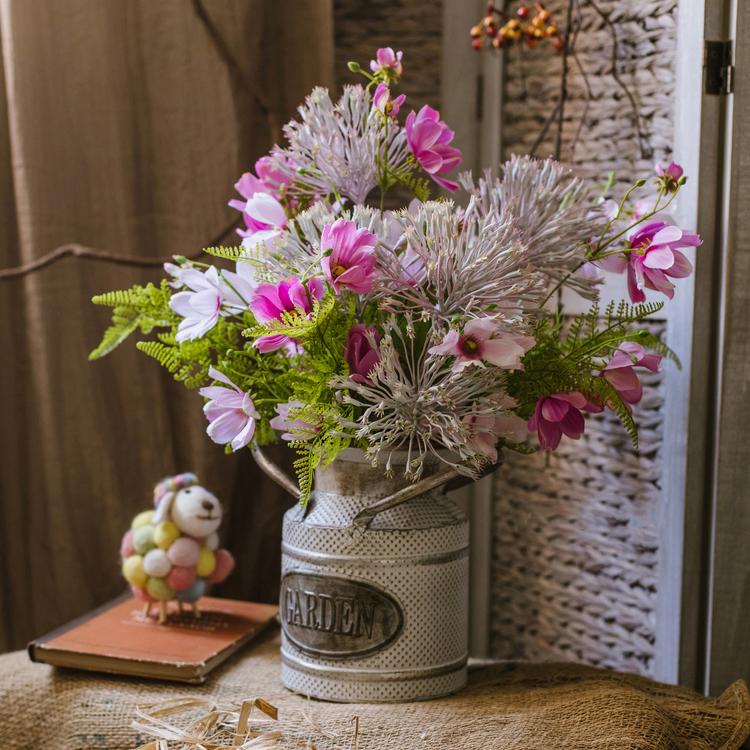 Artificial Silk Flower Bouquet Pink Daisy  20" Tall
