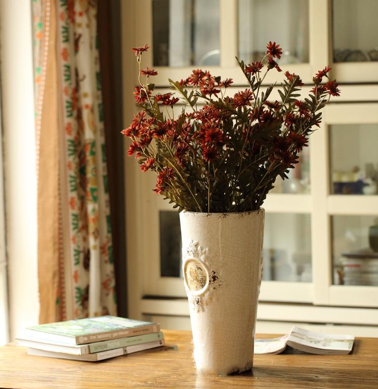 Faux Silk Artificial Flower Chrysanthemum Stem in Various Colors 34" Tall