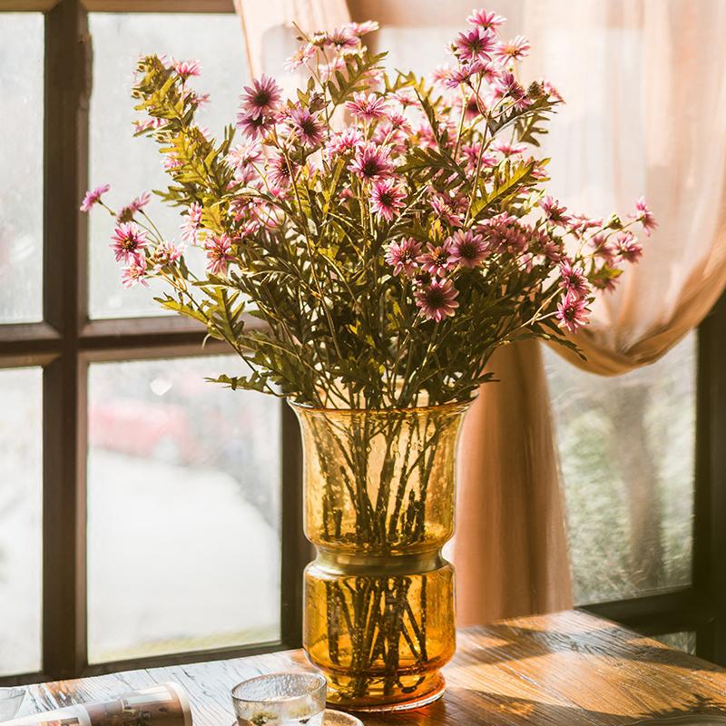 Faux Silk Artificial Flower Chrysanthemum Stem in Various Colors 34" Tall