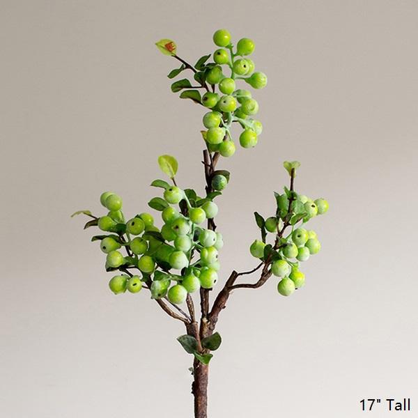 Artificial Fruit Artificial Berry Stem in Green 17" Tall