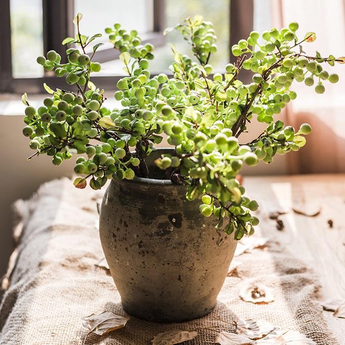 Artificial Fruit Artificial Berry Stem in Green 17" Tall