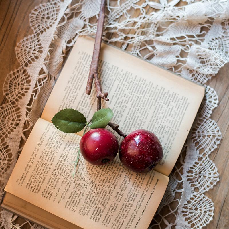 Artificial Fruit Artificial Red Apple Stem 15" Tall