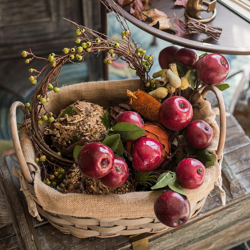 Artificial Fruit Artificial Red Apple Stem 15" Tall