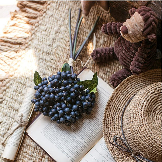 Artificial Fruit Black Berry Bunch 11" Tall Silk Plant