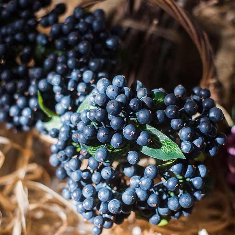 Artificial Fruit Black Berry Bunch 11" Tall Silk Plant